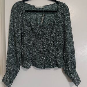 New Abercrombie & Fitch Green Floral Blouse